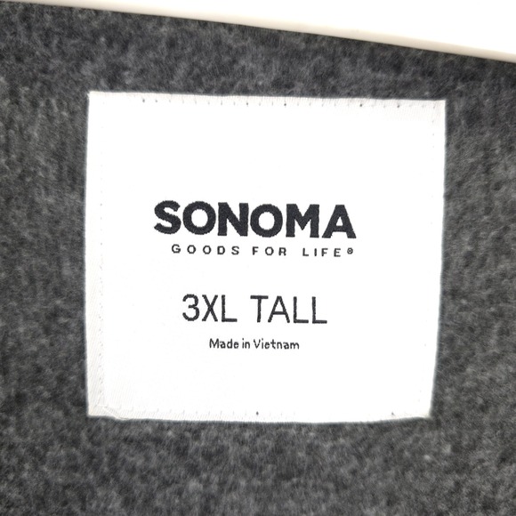 Sonoma Goods for Life Men's 3XL Tall Gray Full Zip Fleece Jacket Warm Soft - Picture 9 of 10
